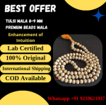 Premium 8-9 mm Tulsi Mala beads for meditation