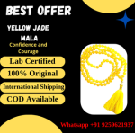 Yellow Jade Mala with 8-9 mm beads, perfect for meditation and spiritual practices.